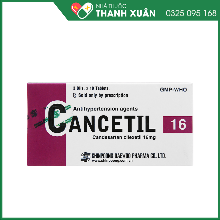 Cancetil 16mg trị tăng huyết áp, suy tim